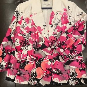 Erin London jacket hot pink black & white.